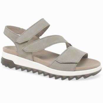 Beige Women's Gabor Verity Strappy Low Heeled Sandals Wedge Sandals | PIG-816593