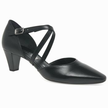 Black Women's Gabor Callow Modern Cross Strap Court Heels | ZXL-945730