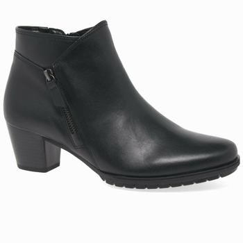 Black Women's Gabor Olivetti Zip Fastening Ankle Boots | TUK-089342