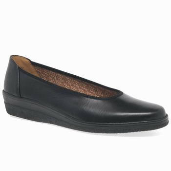 Black Women's Gabor Piquet Wide Fit Ballet Flats | VDK-857960