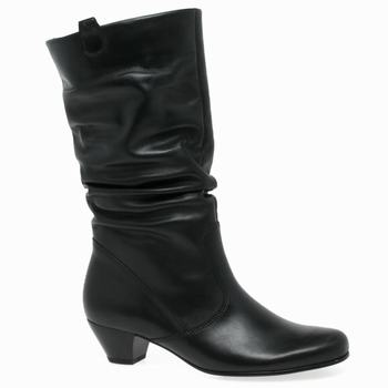 Black Women's Gabor Rachel Leather Wide Fitting Winter Boots | XLO-143206