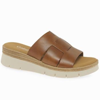 Brown Women's Gabor League Mule Sandals Wedge Sandals | JEA-463192