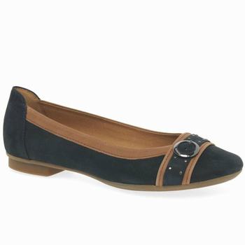 Brown Women's Gabor Michelle Casual Stud Buckle Ballet Flats | KEG-194638