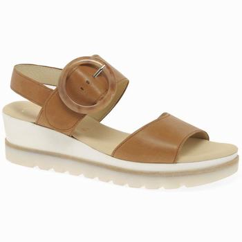 Brown Women's Gabor Yeo Heel Sandals Wedge Sandals | FXB-796358