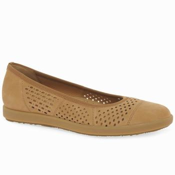 Khaki Women's Gabor Pattie Punched Detail Ballet Flats | OKQ-246780