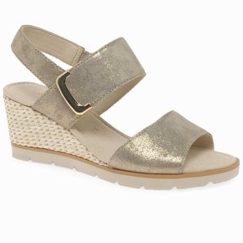 Metal Women's Gabor Porter Heel Sandals Wedge Sandals | NLJ-267593