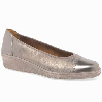 Sliver Women's Gabor Petunia Patent Accent Low Wedge Shoes | BAC-826457