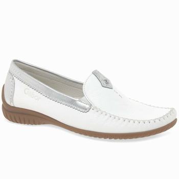 White / Silver Women's Gabor California Sporty Loafers | TKC-912038