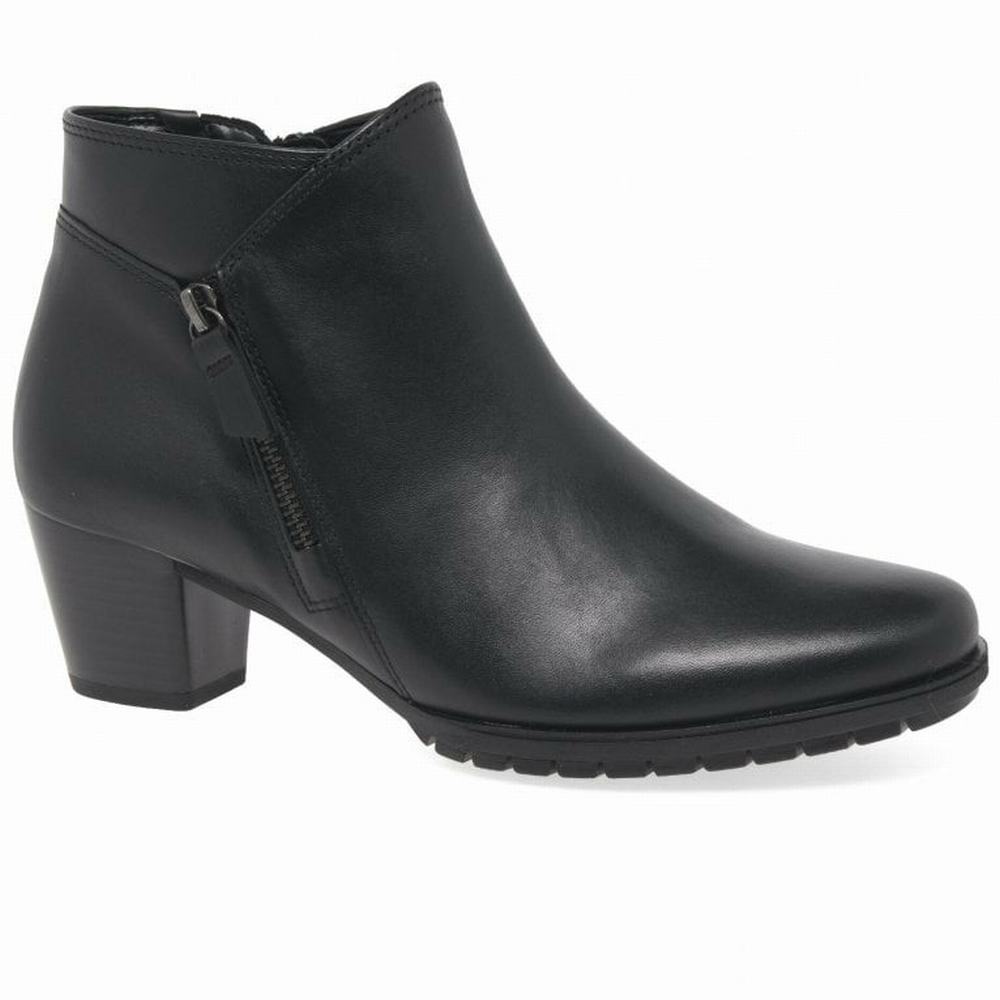 Black Women\'s Gabor Olivetti Zip Fastening Ankle Boots | TUK-089342