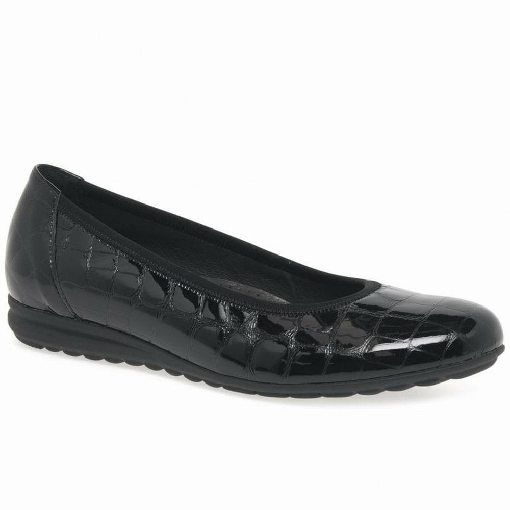 Black Women\'s Gabor Splash Casual Ballet Flats | JCR-401598