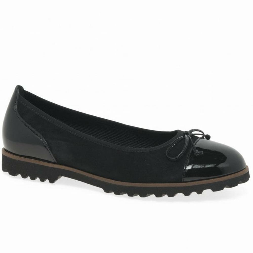 Black Women\'s Gabor Temptation Flat Shoes | UBI-632810