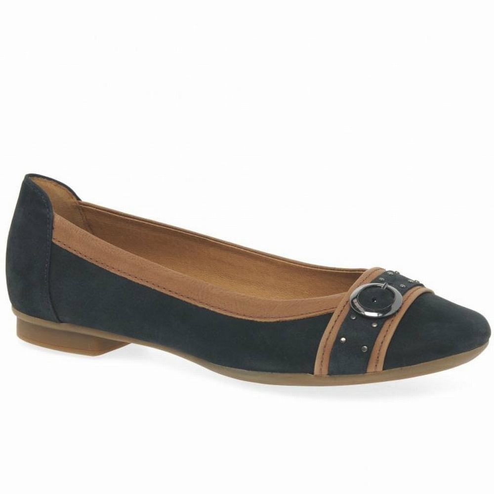 Brown Women\'s Gabor Michelle Casual Stud Buckle Ballet Flats | KEG-194638