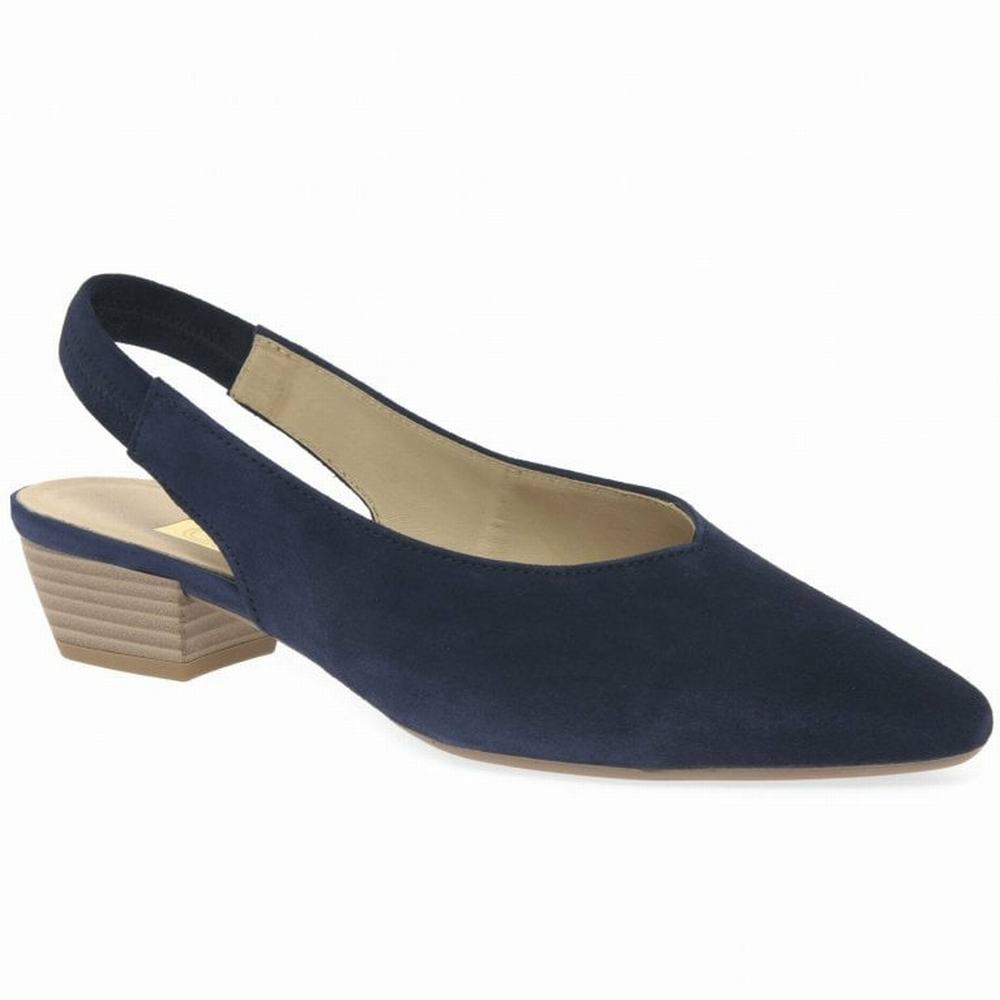 Navy Women\'s Gabor Heathcliff Slingback Court Heeled Sandals | TAW-605143