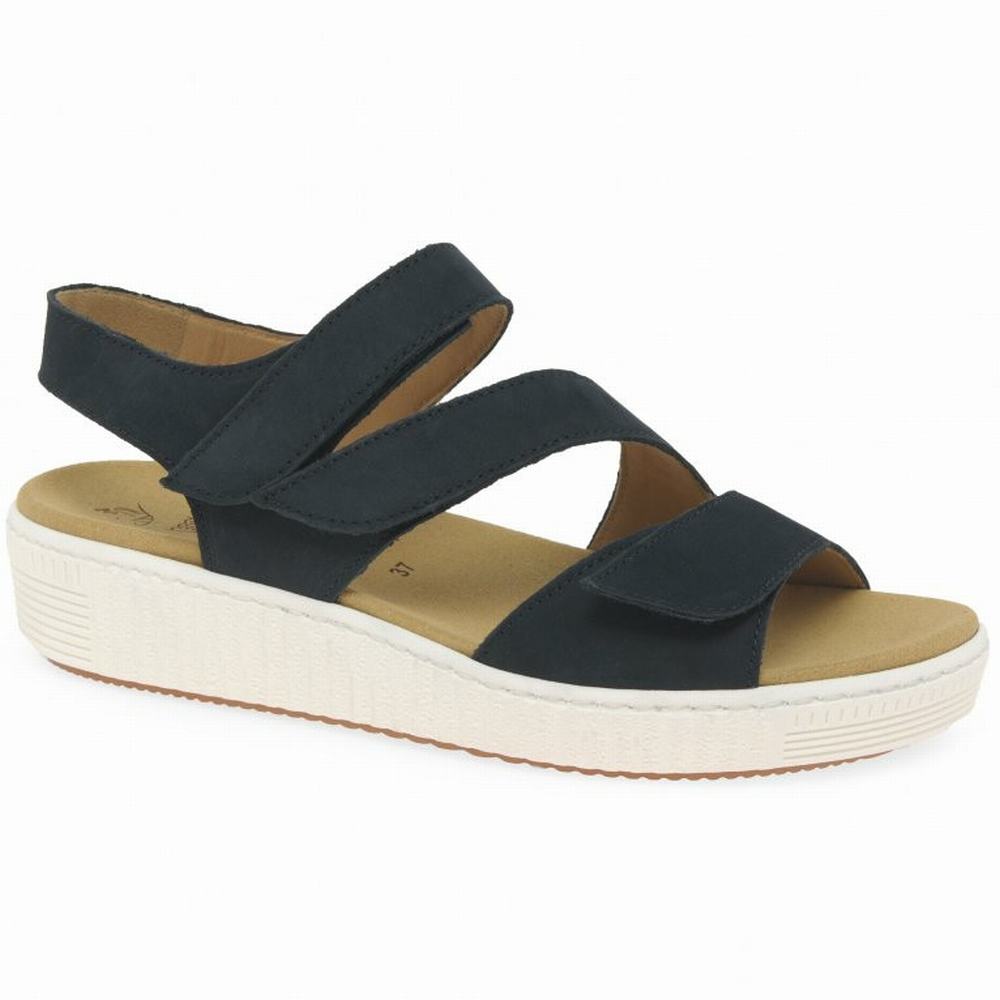 Navy Women\'s Gabor Marigold Sandals Wedge Sandals | GXP-496187